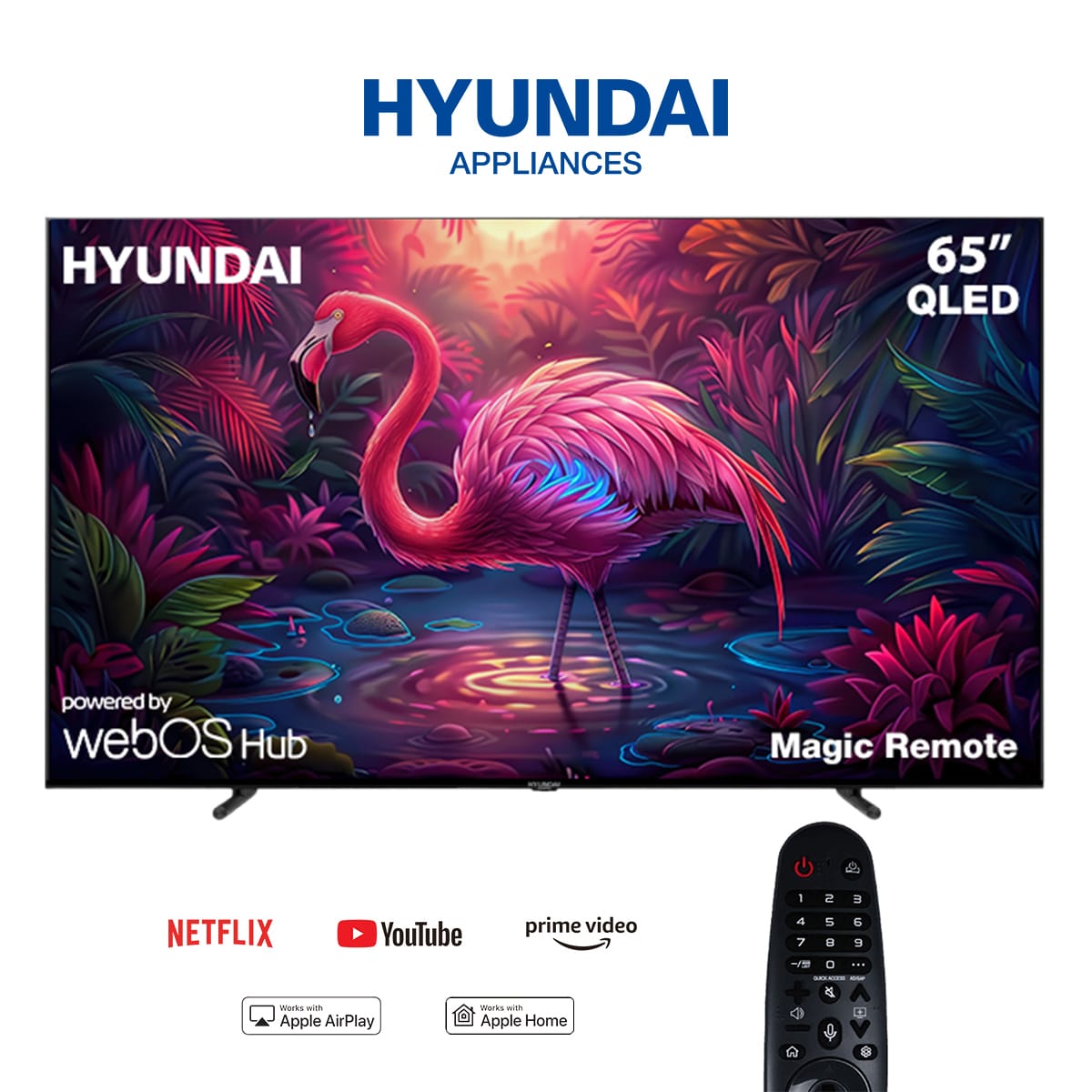 شاشة هيونداي 65 بوصه QLED سمارت بتقنية 4K WebOS بدون أطار